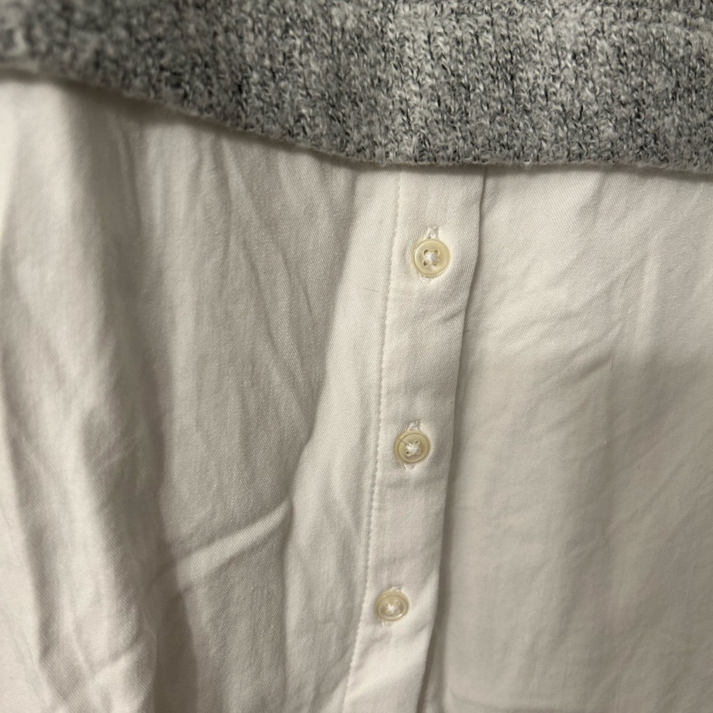 LOFT Grey Turtleneck Sweater with Shirt Bottom - Picture 3 of 6